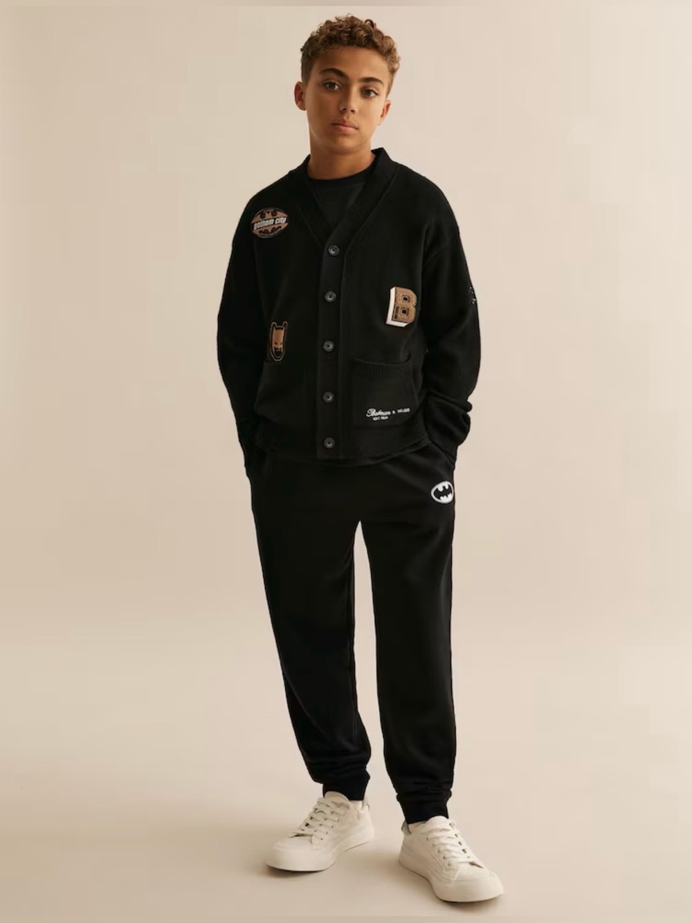 Reiss boys Batman Badge Cardigan in Black